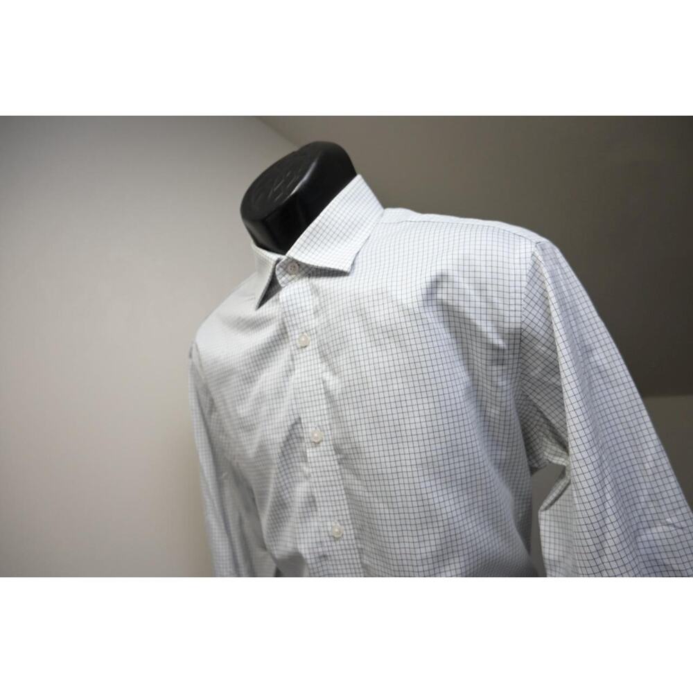 T.M.Lewin Dress Shirt Luxury Slim Fit Plaid Non Iron Mens Size 16-36 Large Long
